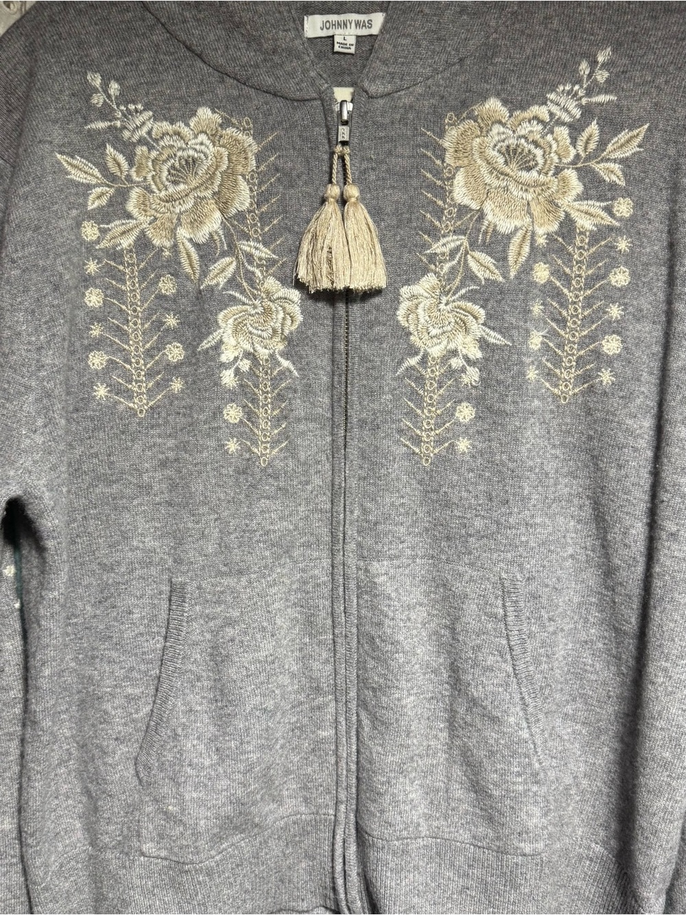 NWOT Johnny Was 100% Cashmere Zip-Up Hoodie